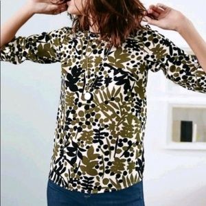 Boden Floral Leaf Abstract Print Rachel Shirt Top